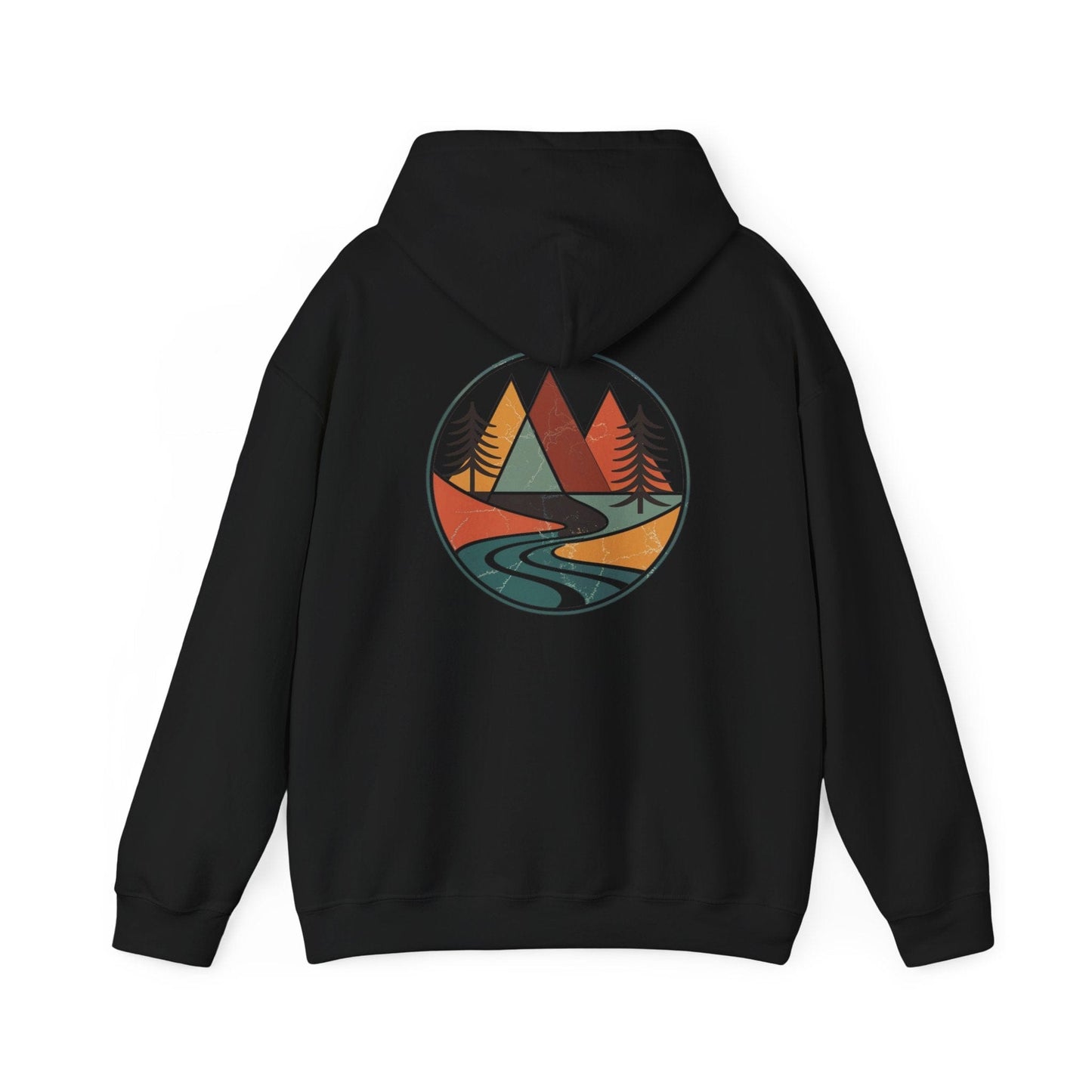 Black | Retro Horizon Hoodie, back design view