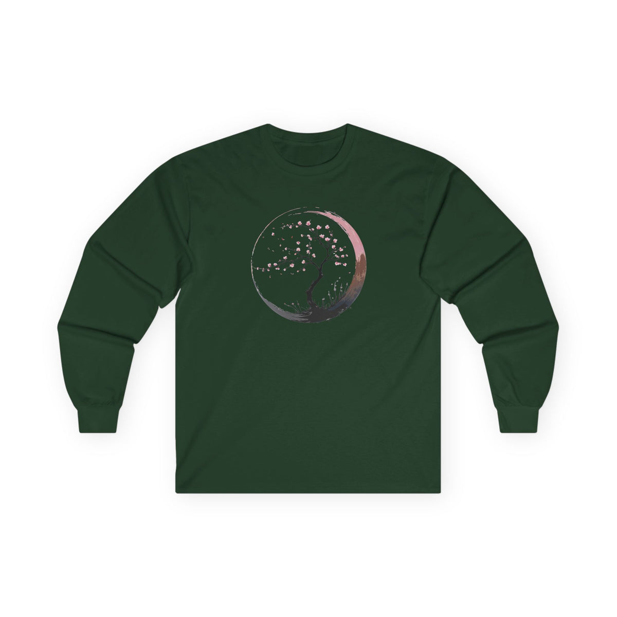Forest Green | Sakura Silence Long Sleeve Tee, front view
