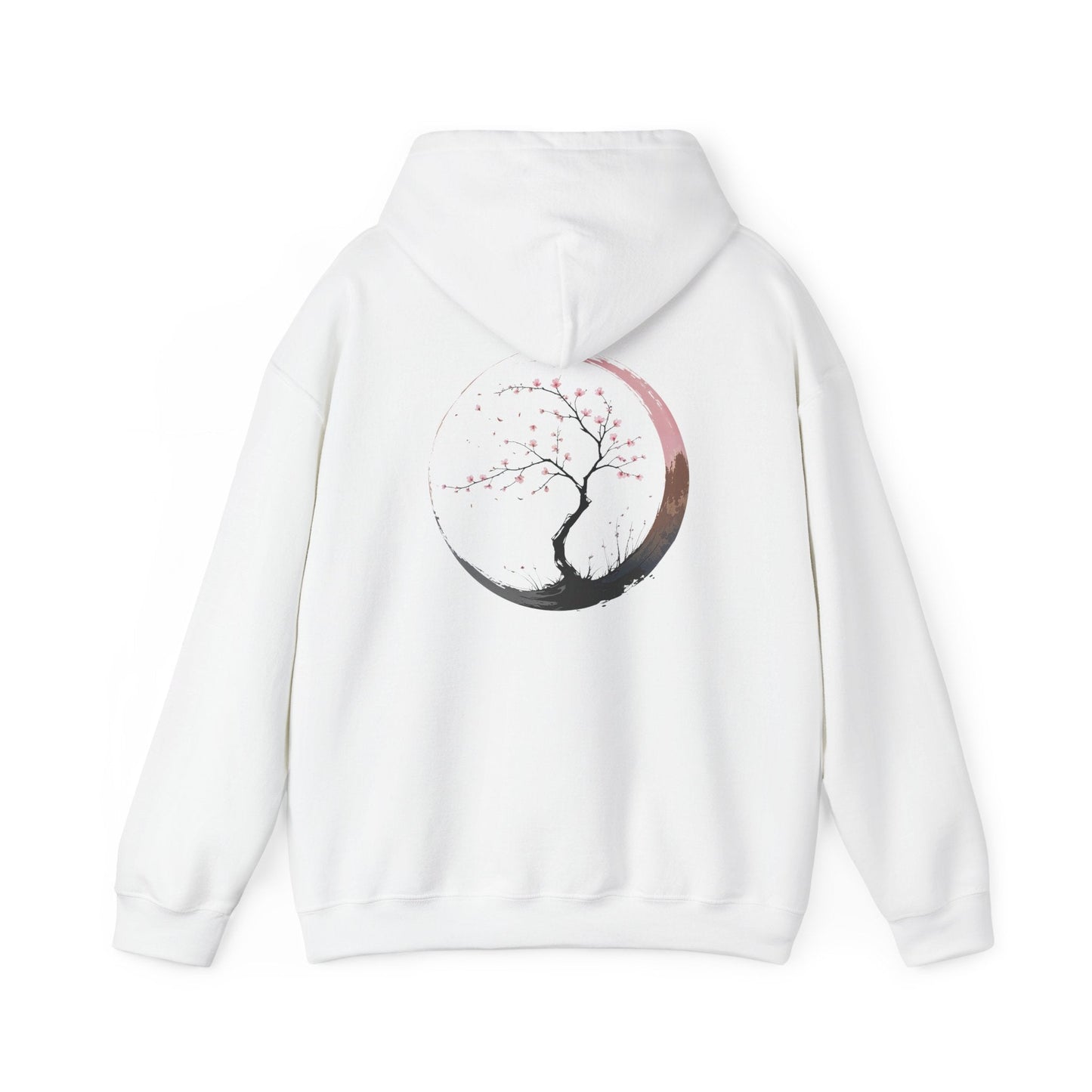 White | Sakura Silence Hoodie, back design view