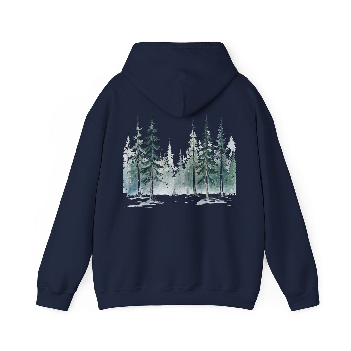 Navy | Snowfall Forest Hoodie, back design view