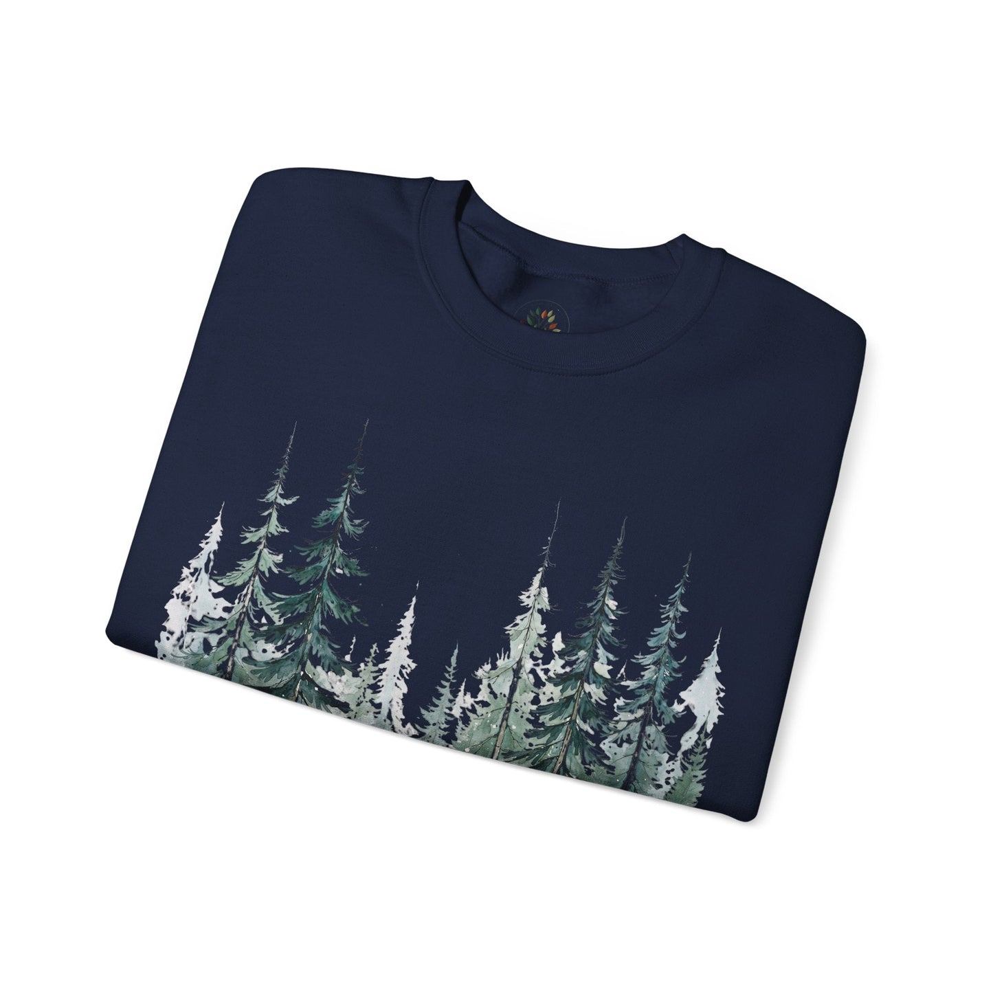 Navy | Snowfall Forest Sweatshirt, folded view