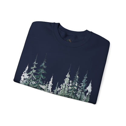Navy | Snowfall Forest Sweatshirt, folded view