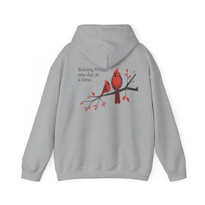 Sport Grey | Raising Wings, One day at a time. Hoodie, back design view