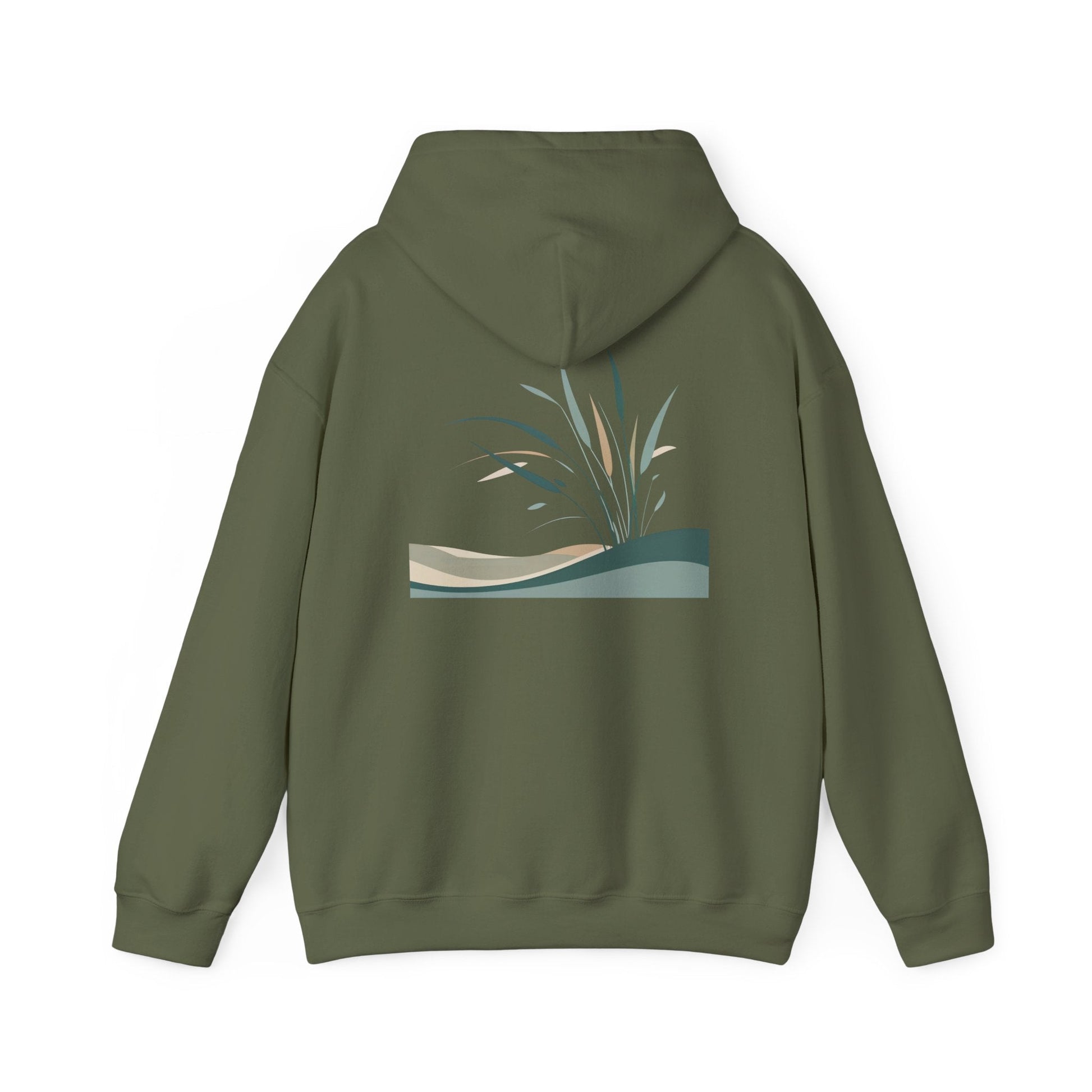 Military Green | Whispers in the Breeze Hoodie, back design view