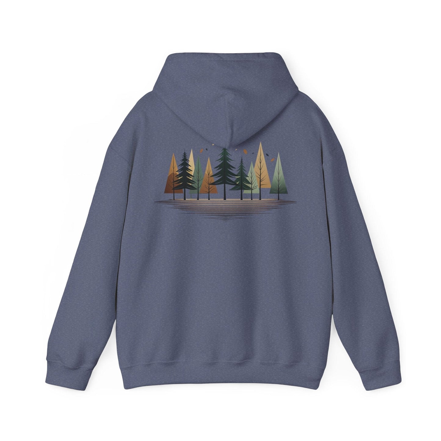 Heather Navy | Forest Rhythm Hoodie, back design view