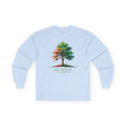 Light Blue | Trees Protect Us Long Sleeve Tee, front view