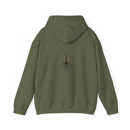 Military Green | The Cosmic Root Hoodie, back design view