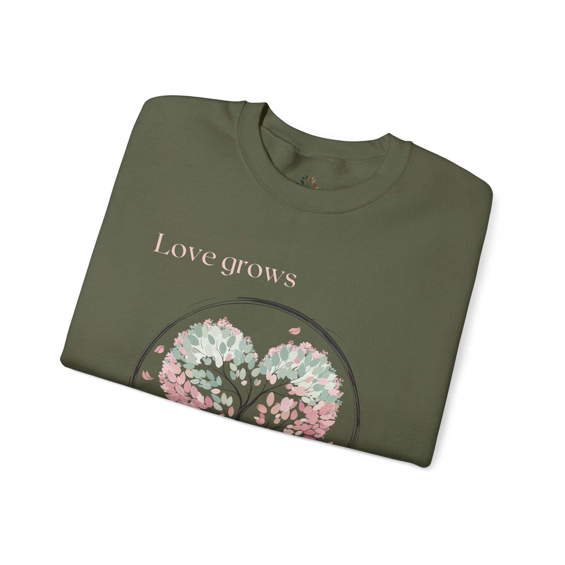 Military Green | Love Grows Sweatshirt, folded view