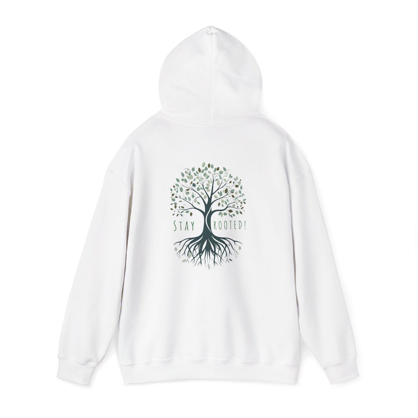 White | Stay Rooted! Hoodie, back view 2