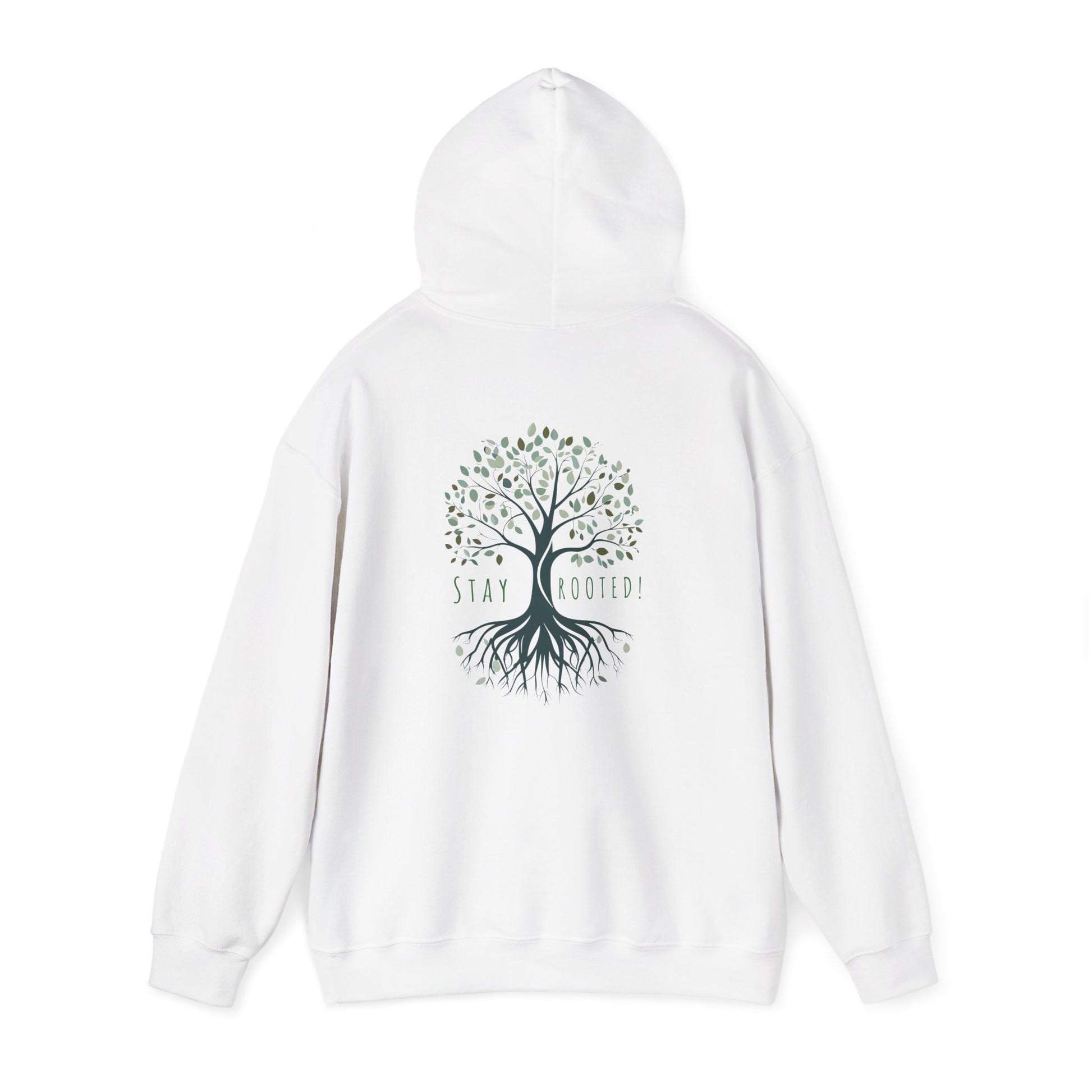 White | Stay Rooted! Hoodie, back view 2