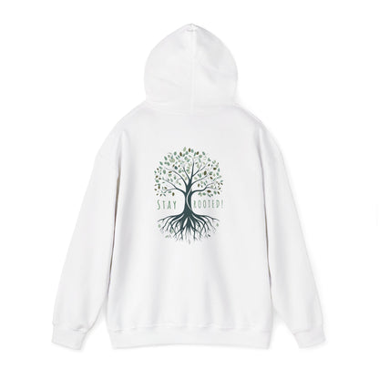 White | Stay Rooted! Hoodie, back view 2