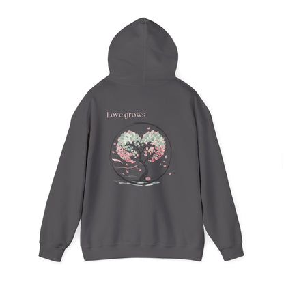 Charcoal | Love Grows Hoodie, back view 2
