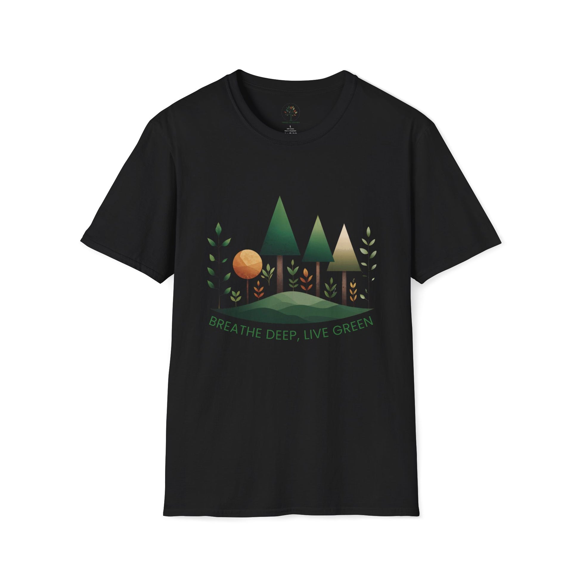 Black | Breathe Deep, Live Green, front view