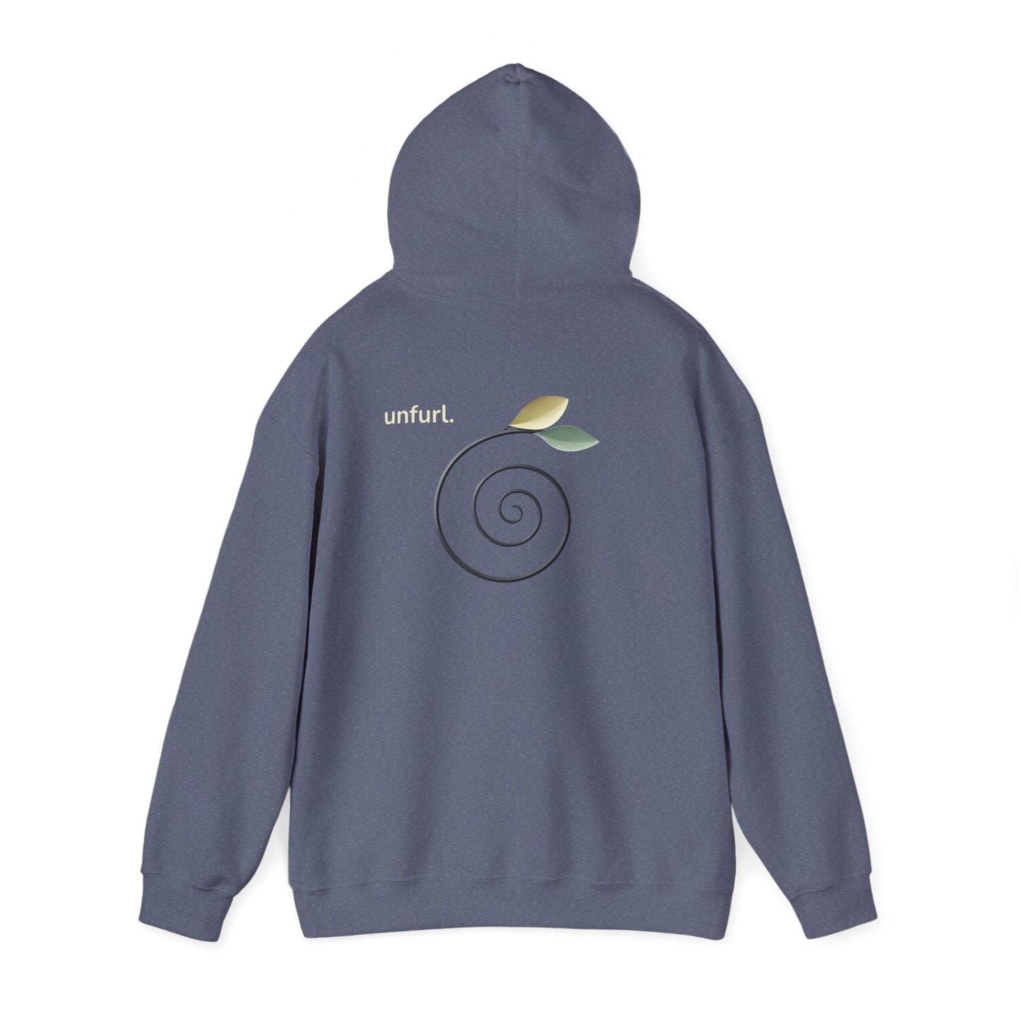 Heather Navy | Unfurl Hoodie, back view 2