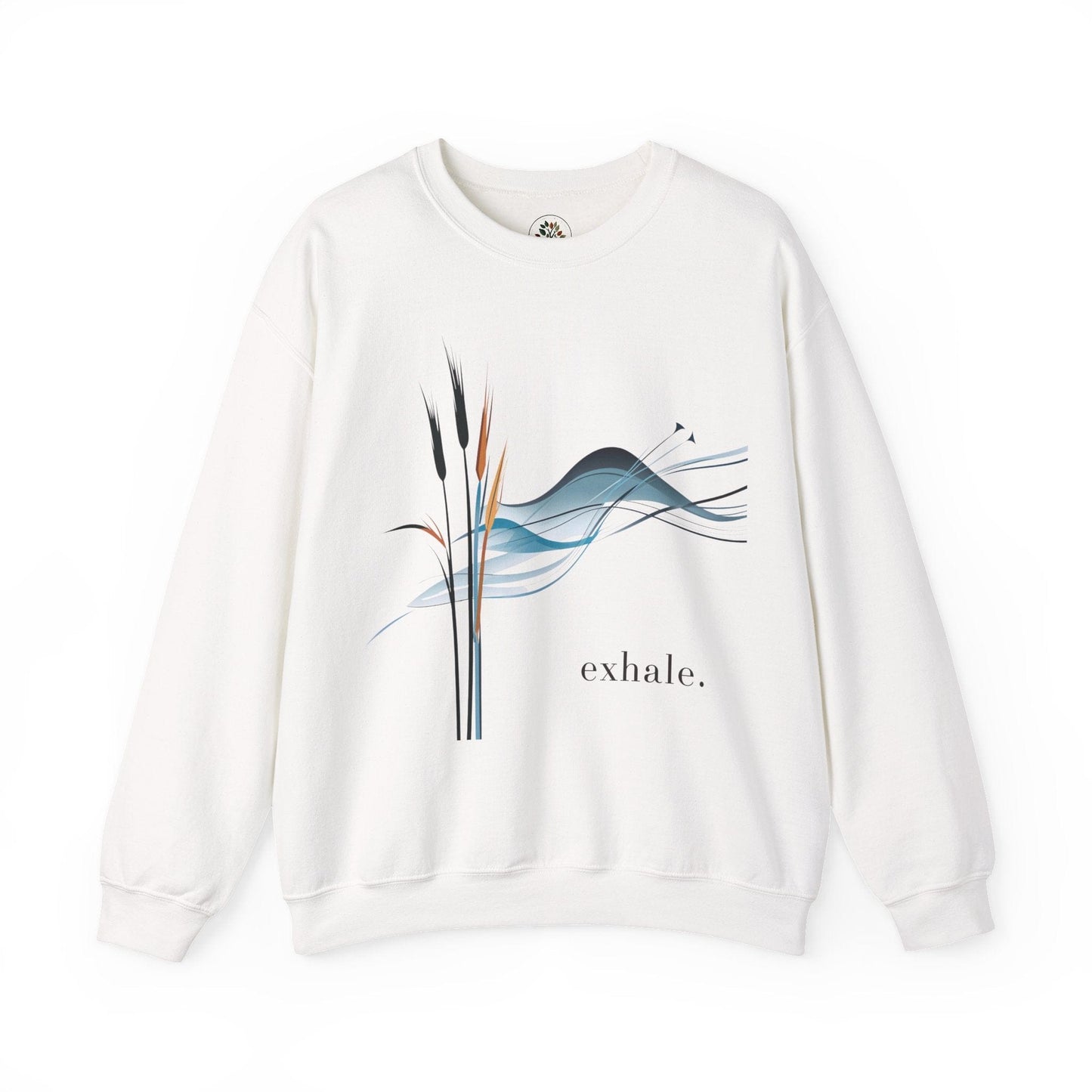 White | Exhale Sweatshirt, front view