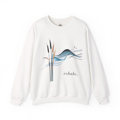 White | Exhale Sweatshirt, front view