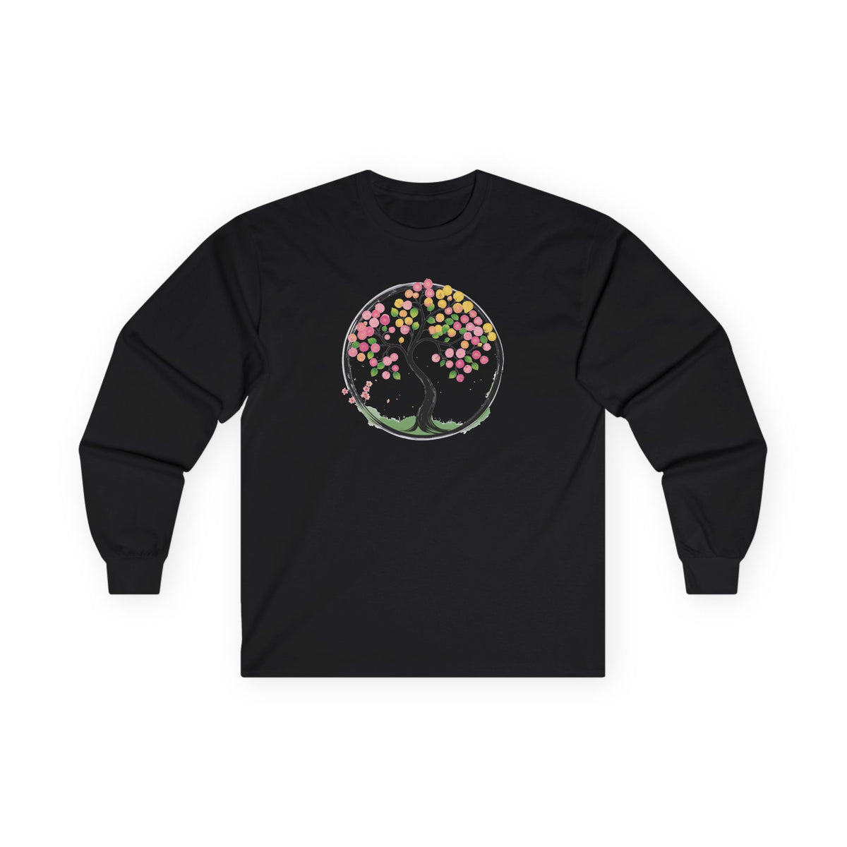 Black | Joy in Bloom Long Sleeve Tee, front view