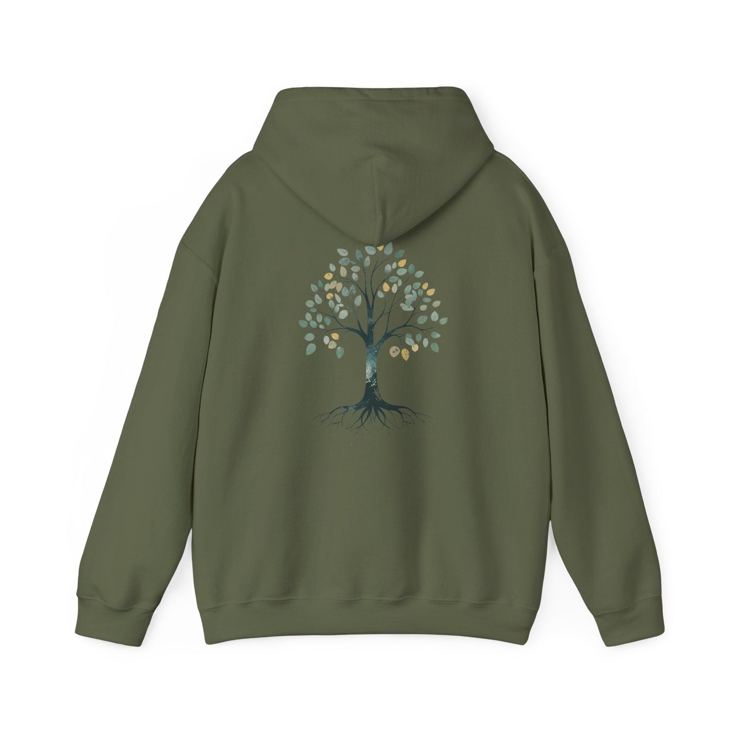 Military Green | The Story Tree Hoodie, back design view