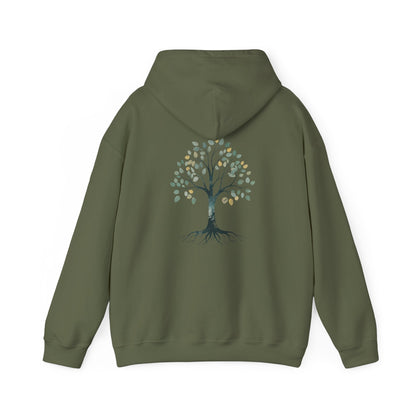 Military Green | The Story Tree Hoodie, back design view