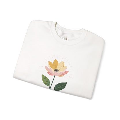 White | Bloom with intention Sweatshirt, folded view