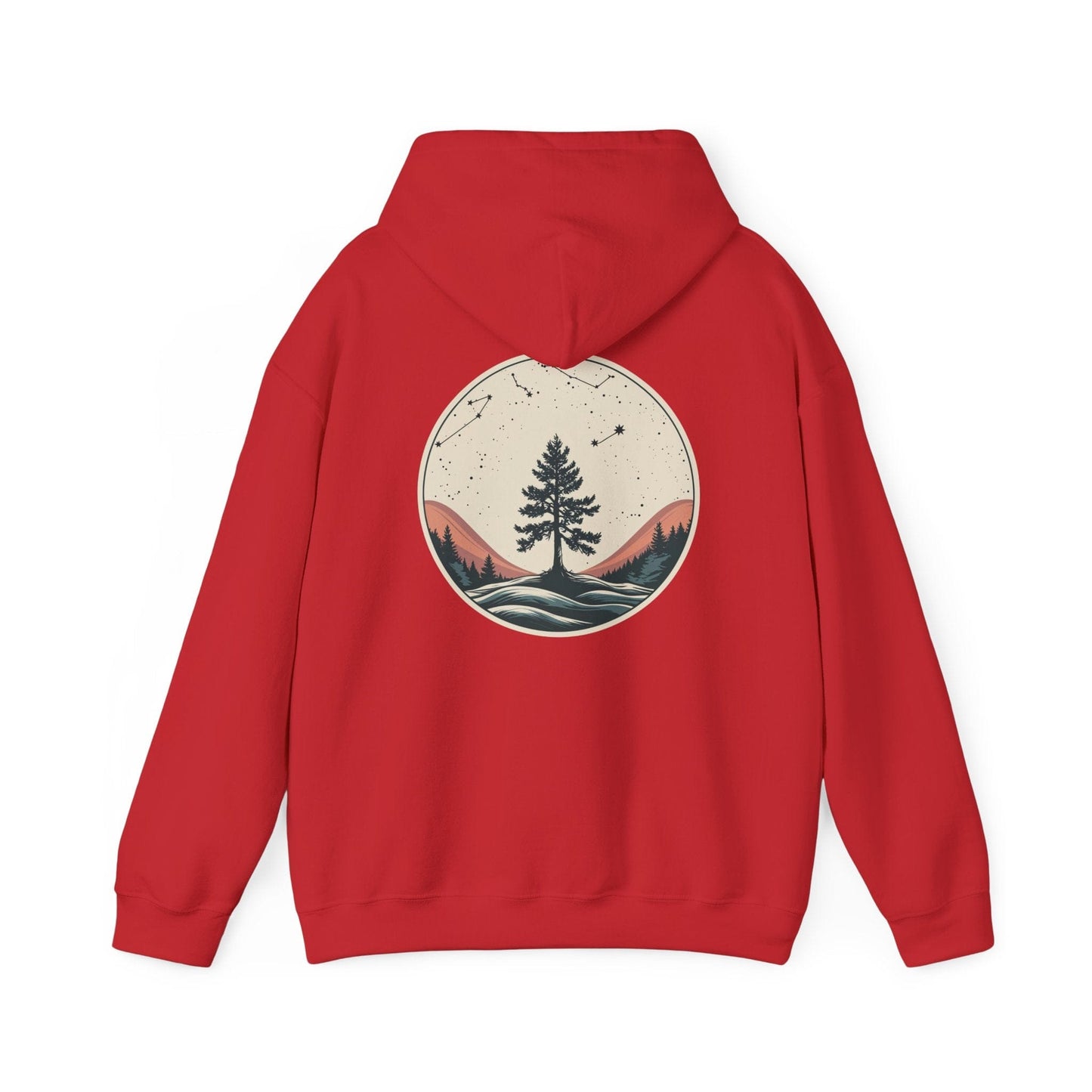Red | Rooted in Stars Hoodie, back design view