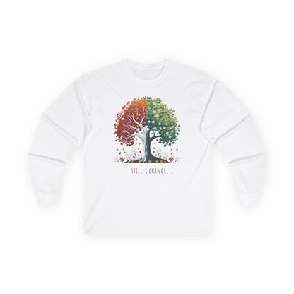White | Still I Change Long Sleeve Tee, front view
