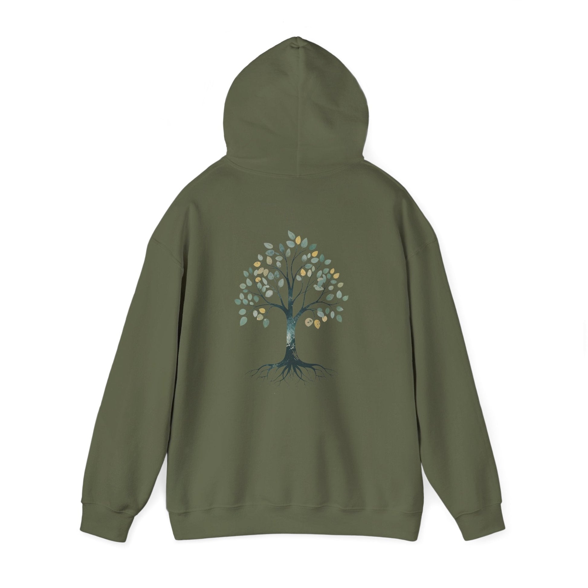 Military Green | The Story Tree Hoodie, back view 2