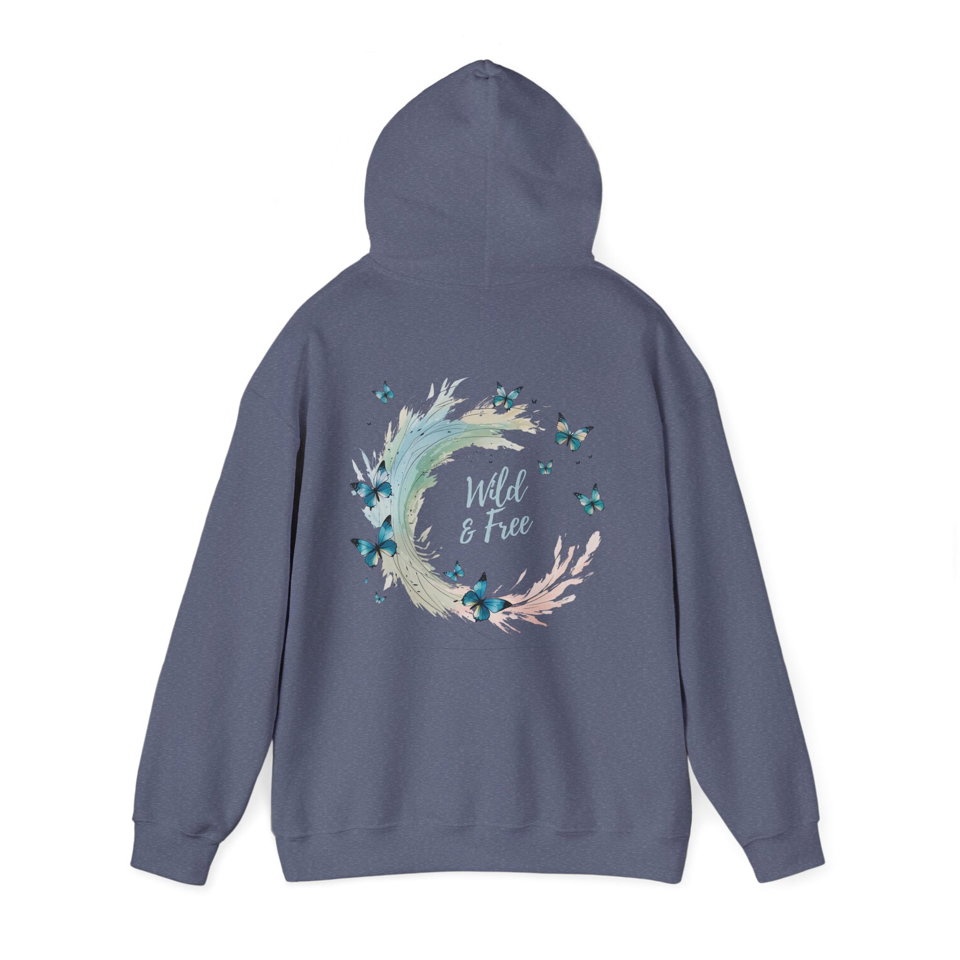 Heather Navy | Wild & Free Hoodie, back view 2