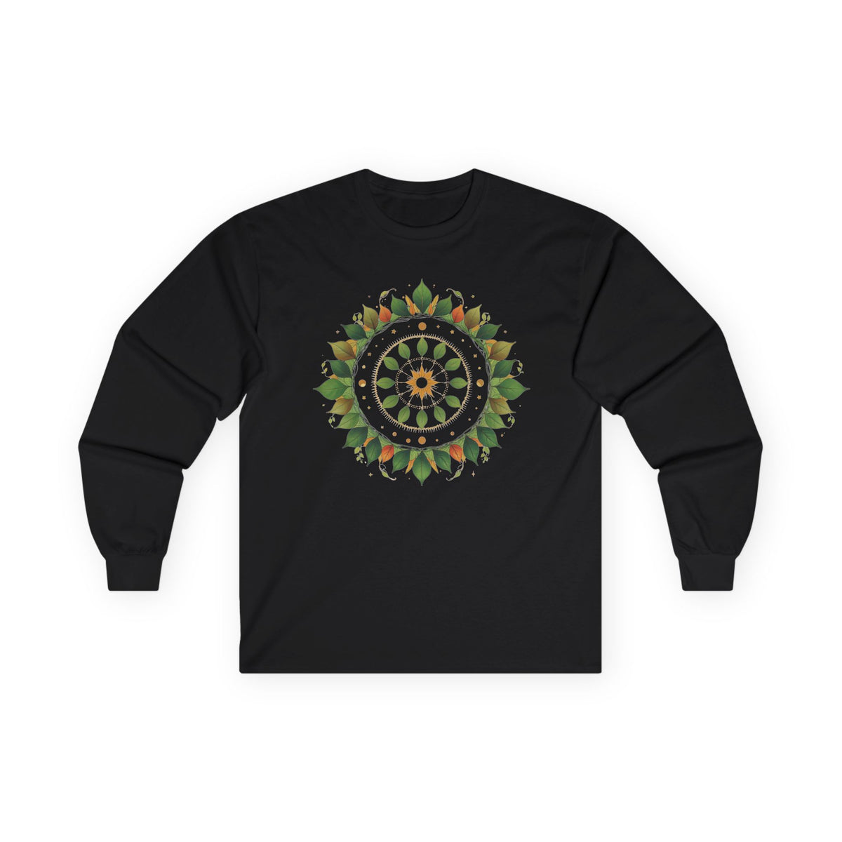 Black | Celestial Growth Long Sleeve Tee, front view