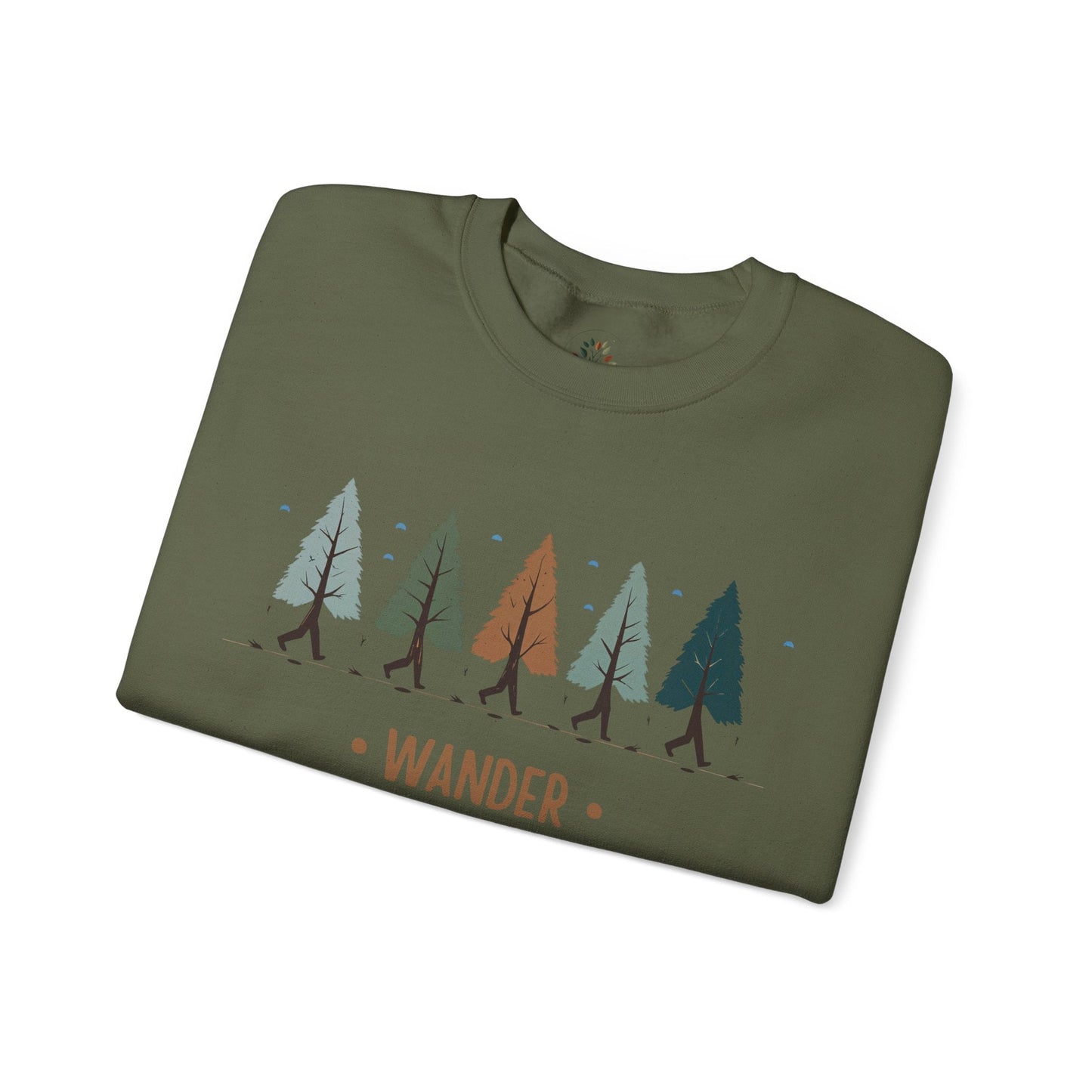 Military Green | Wander with the Trees Sweatshirt, folded view