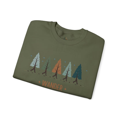 Military Green | Wander with the Trees Sweatshirt, folded view
