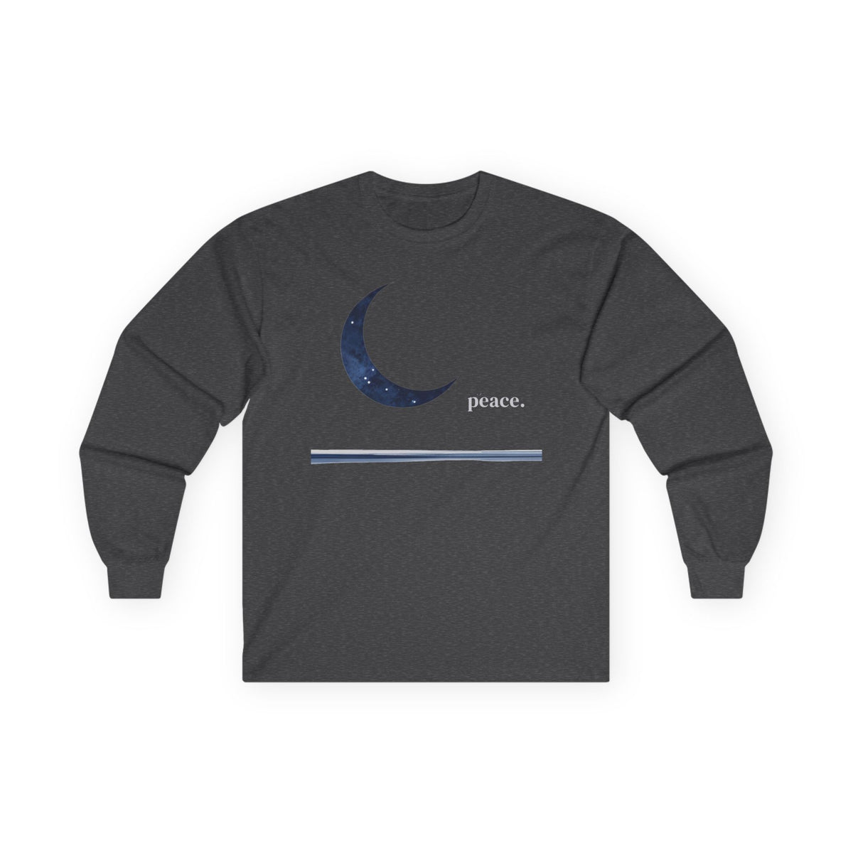 Dark Heather | Moonlit Peace Long Sleeve Tee, front view