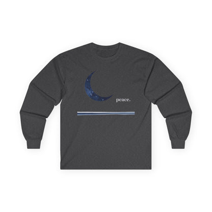 Dark Heather | Moonlit Peace Long Sleeve Tee, front view