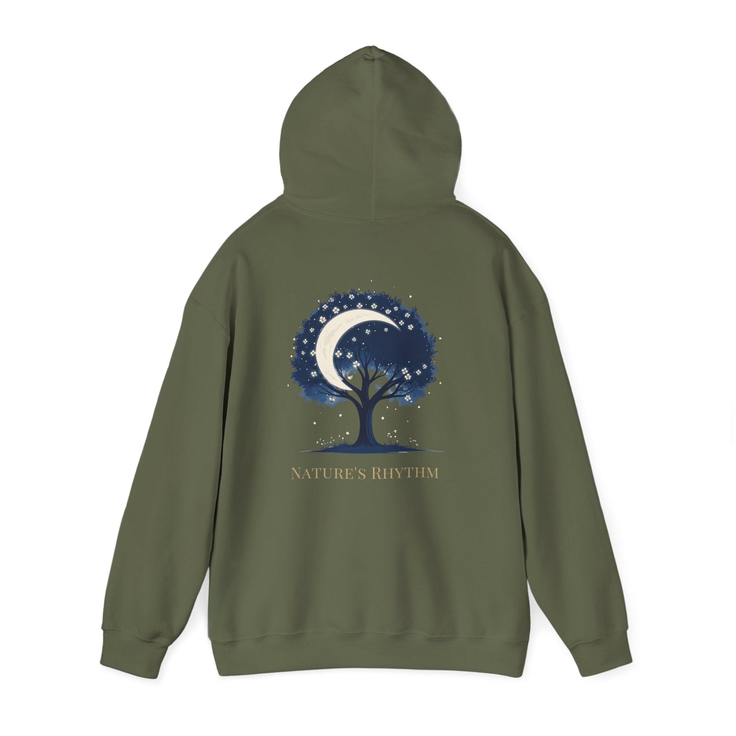 Military Green | Nature`s Rhythm Hoodie, back view 2