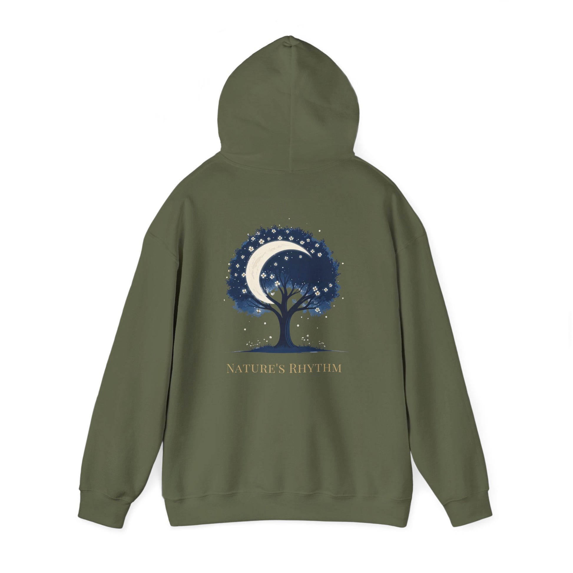Military Green | Nature`s Rhythm Hoodie, back view 2