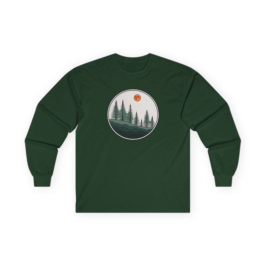 Forest Green | Moonlit Pines Long Sleeve Tee, front view