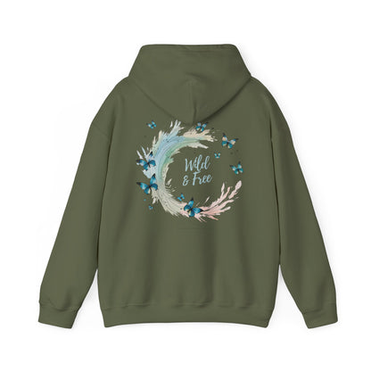 Military Green | Wild & Free Hoodie, back design view