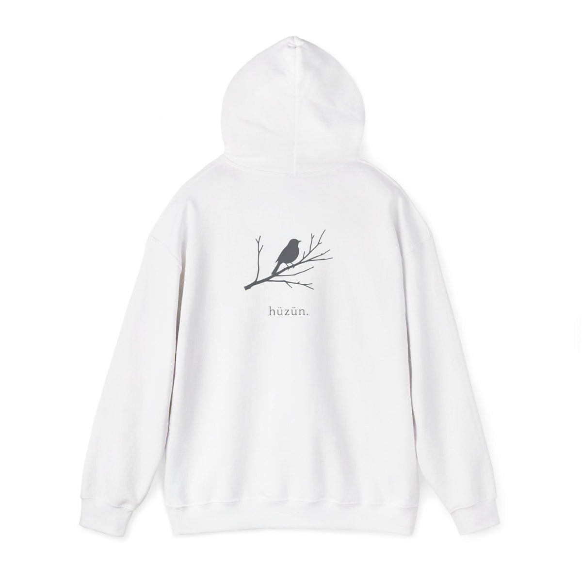 White | Hüzün Hoodie, back view 2