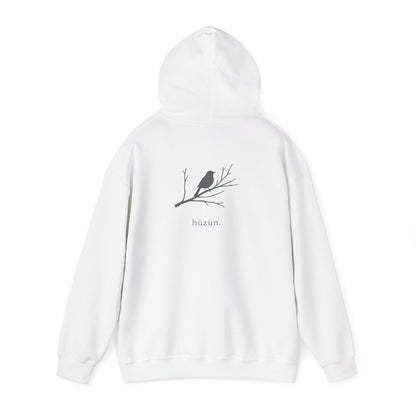 White | Hüzün Hoodie, back view 2