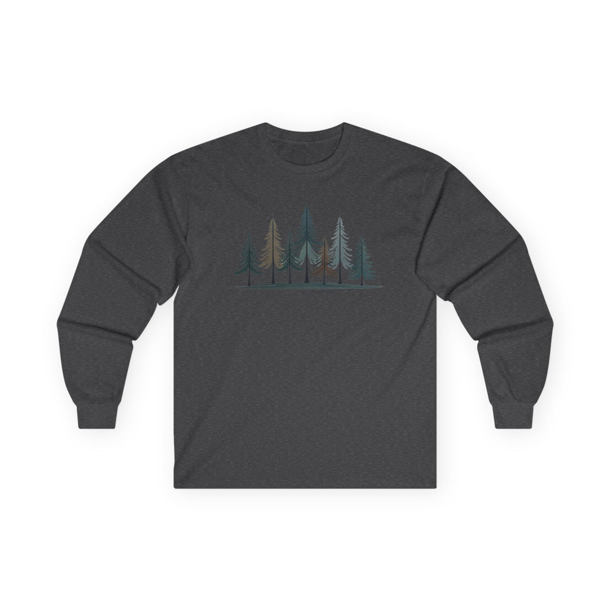 Dark Heather | Silent Pines Long Sleeve Tee, front view