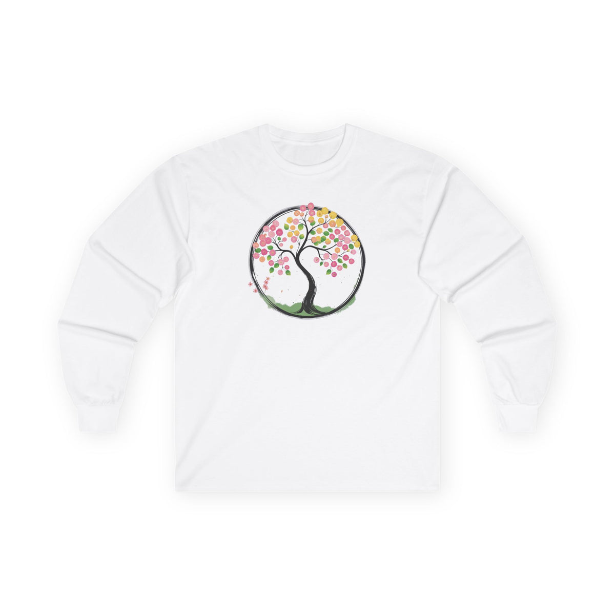 White | Joy in Bloom Long Sleeve Tee, front view