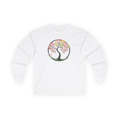 White | Joy in Bloom Long Sleeve Tee, front view