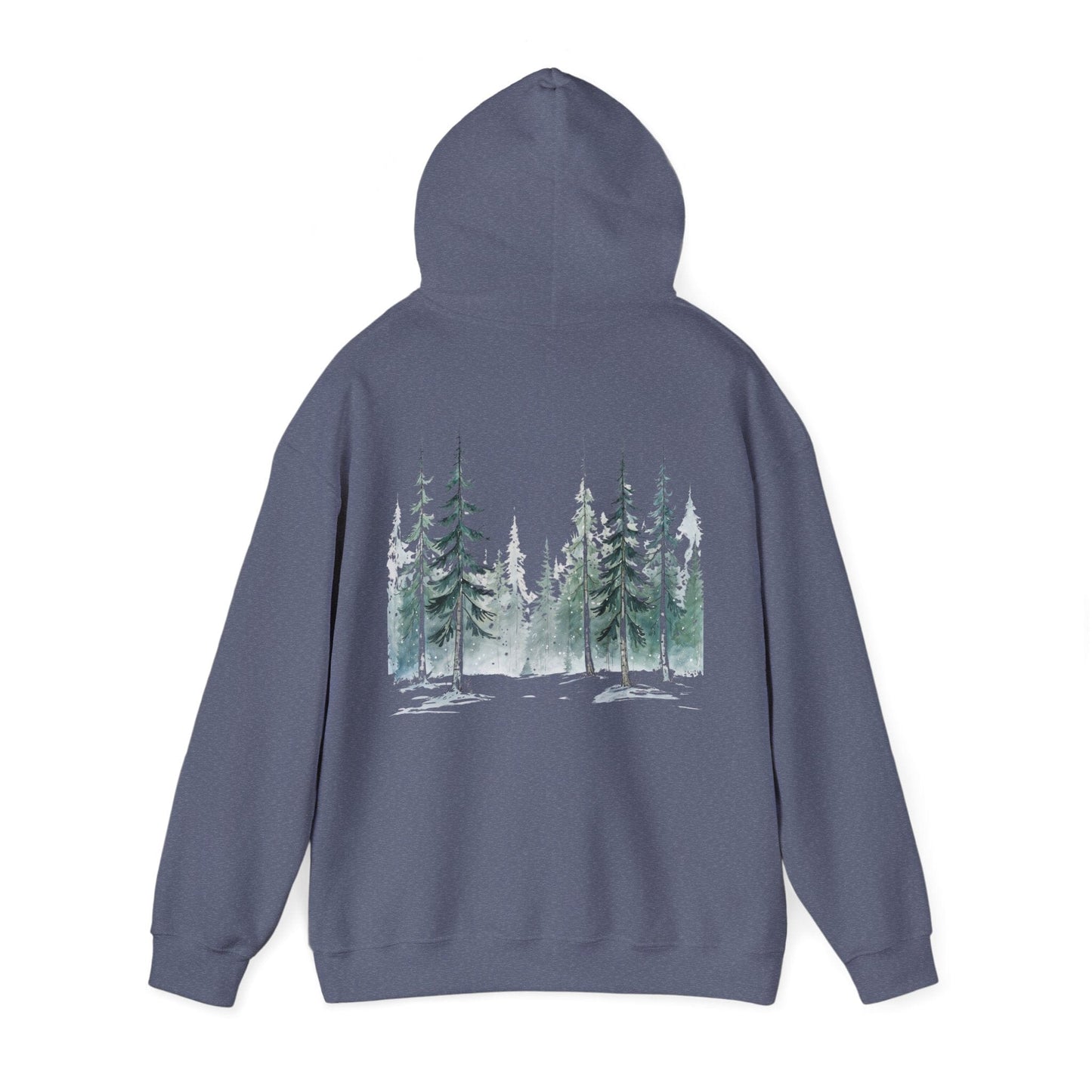 Heather Navy | Snowfall Forest Hoodie, back view 2