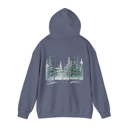 Heather Navy | Snowfall Forest Hoodie, back view 2