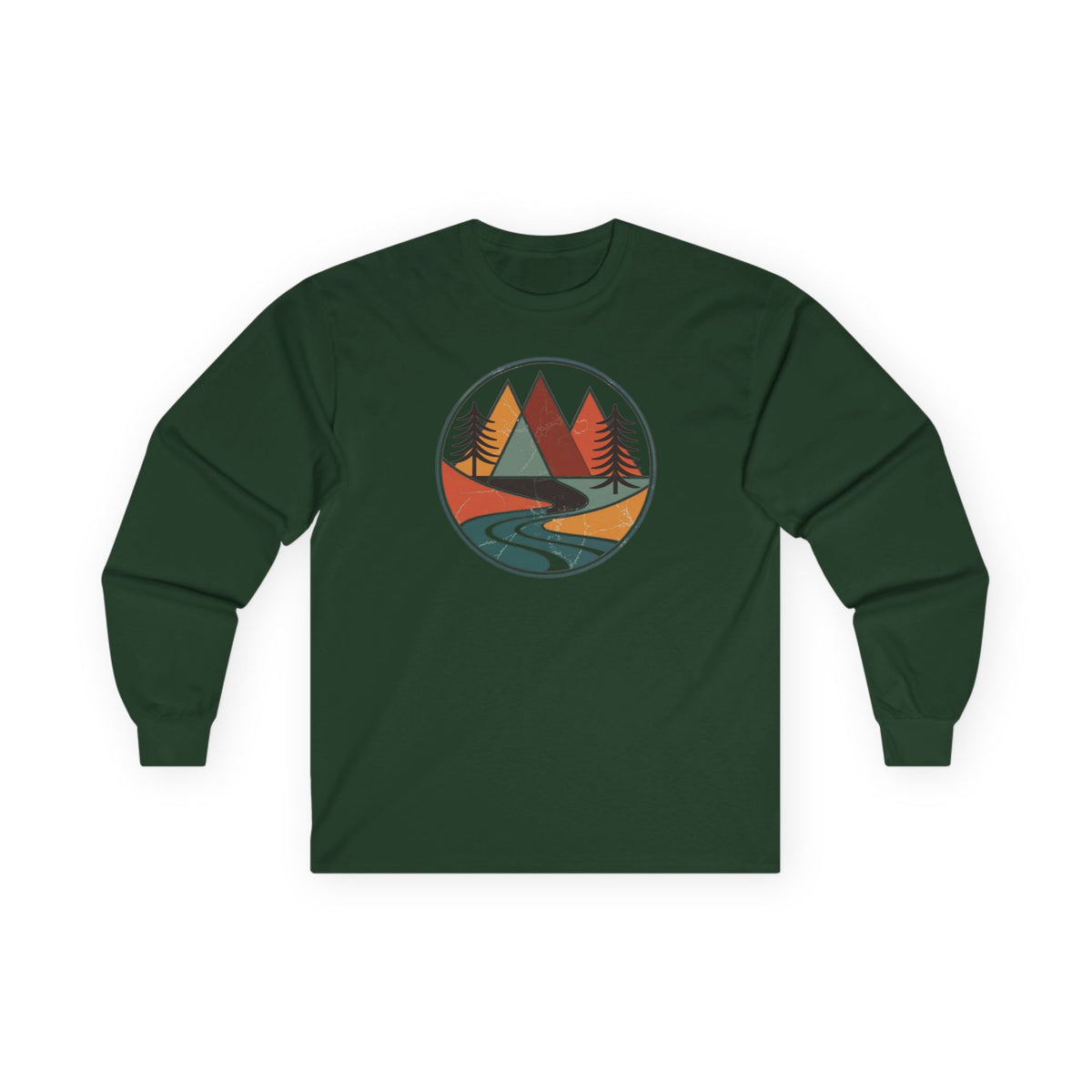 Forest Green | Retro Horizon Long Sleeve Tee, front view