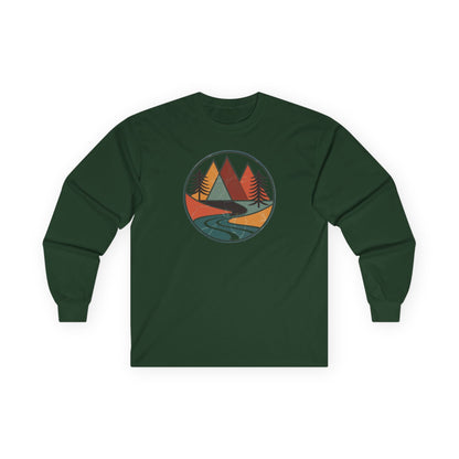 Forest Green | Retro Horizon Long Sleeve Tee, front view