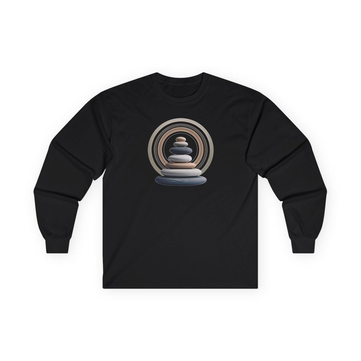 Black | Echoes of Calm Long Sleeve Tee, front view