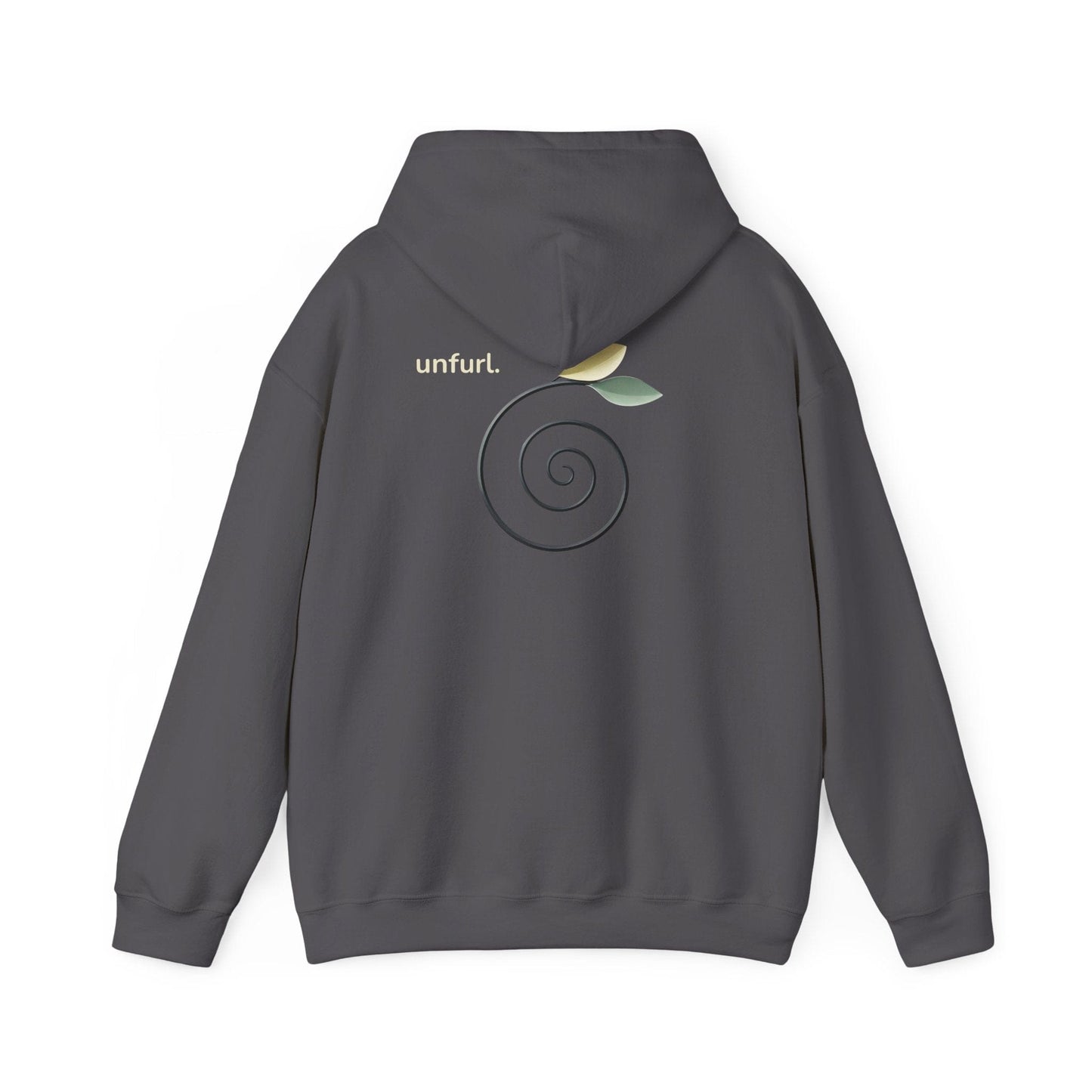 Charcoal | Unfurl Hoodie, back design view