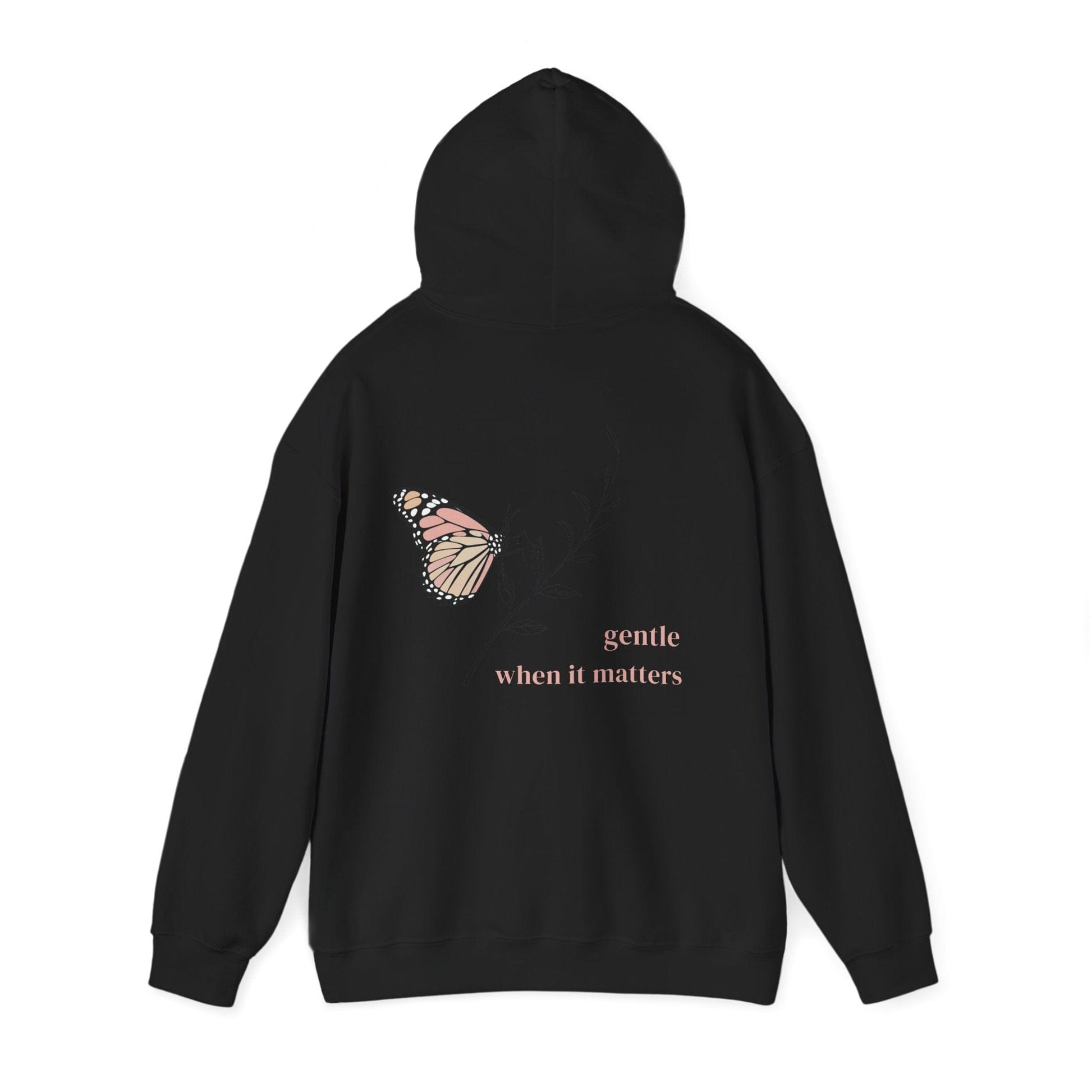 Black | Gentle When It Matters Hoodie, back view 2