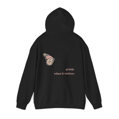 Black | Gentle When It Matters Hoodie, back view 2